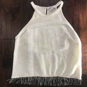 Zara white tank top with fringe